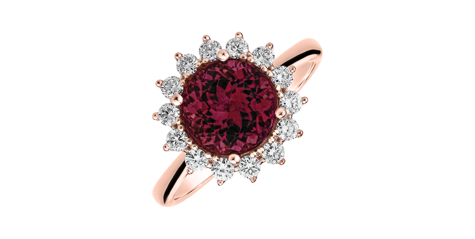 Prsten s diamanty a rhodolitem Stellar Sun