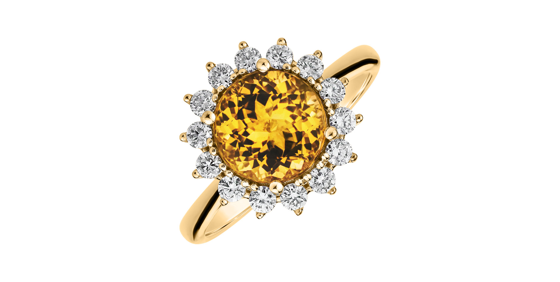 Prsten s diamanty a citrínem Stellar Sun
