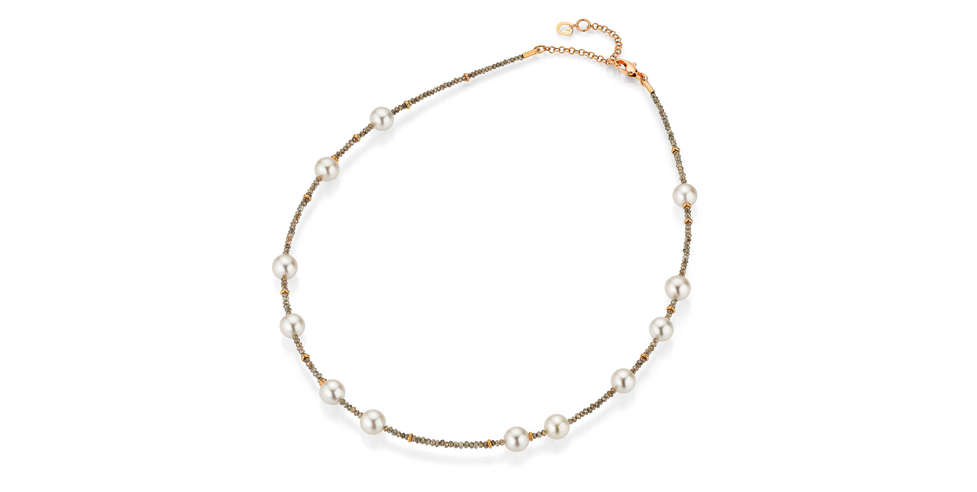 Náhrdelník s diamanty a mořskými bílými perlami Akoya + Fiji perlami Castaway