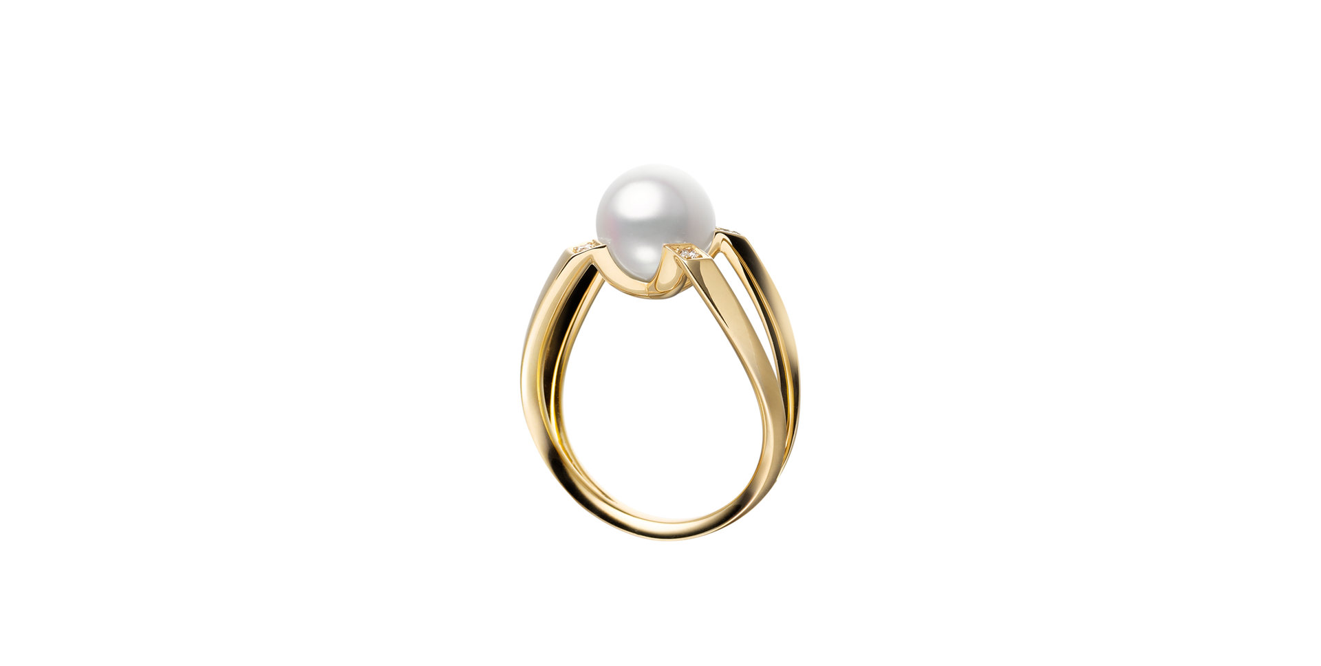 Prsten s diamanty a mořskou bílou perlou Akoya M Collection