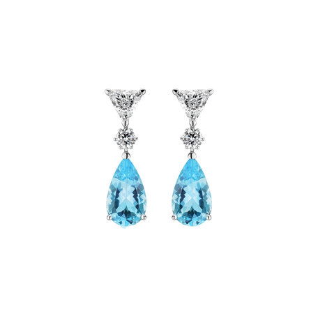 Náušnice s akvamarínem a diamanty Aquamarine Tears