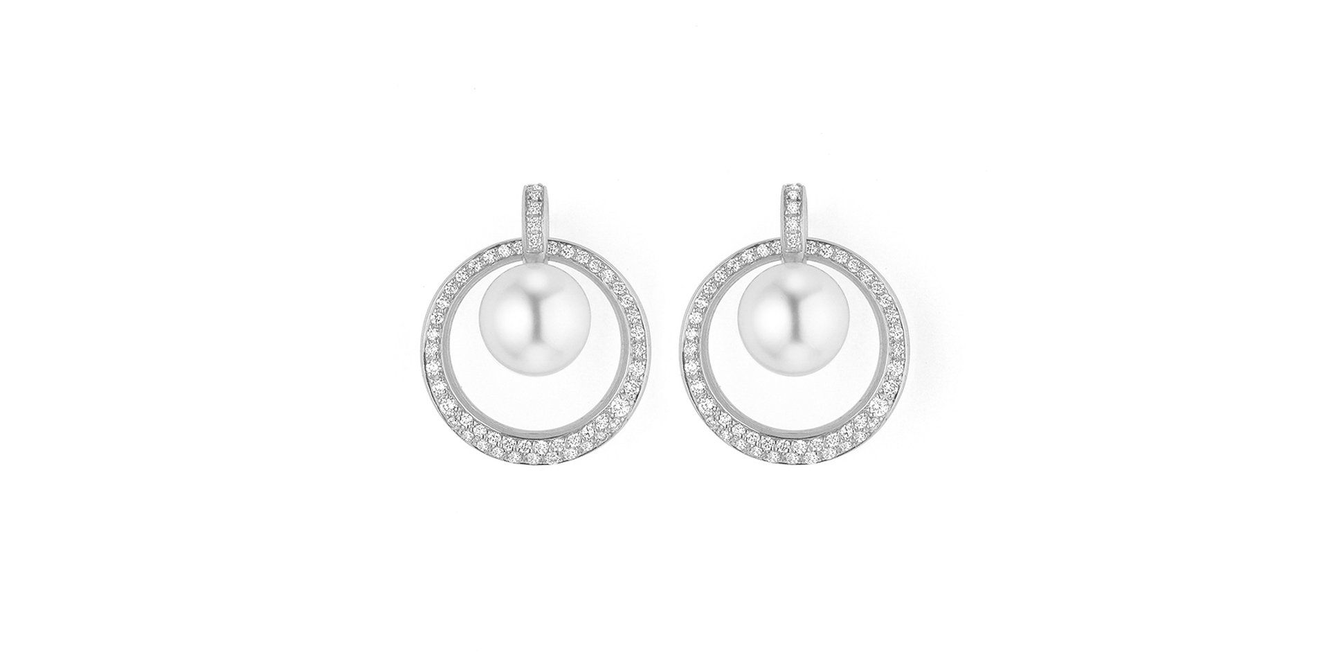 Náušnice s diamanty a mořskou bílou Jižní perlou Modern Classics