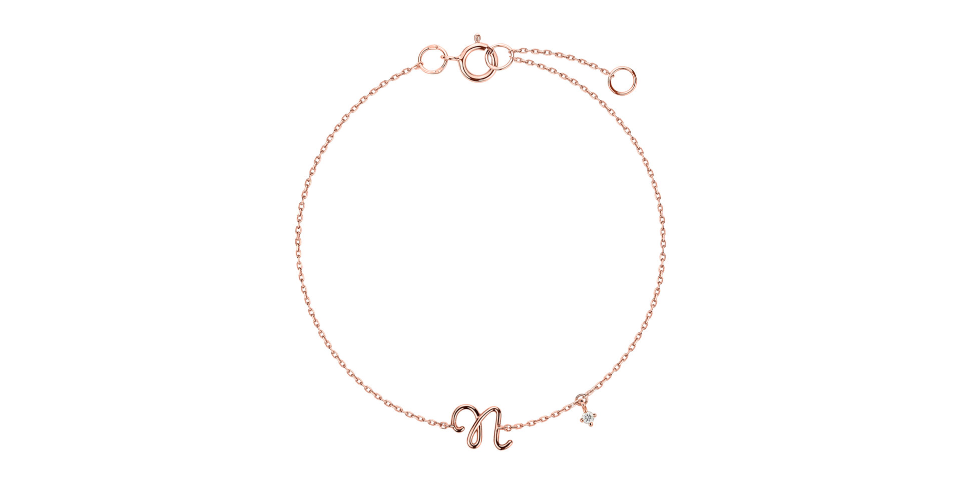 Náramek s diamantem Curly Letter N
