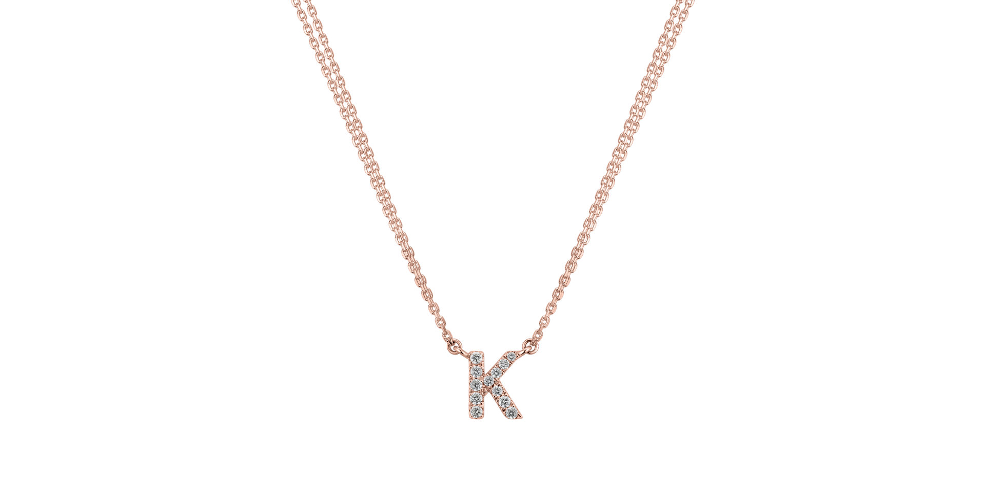 Náhrdelník 14kt růžové zlato s diamantem Shiny Alphabet