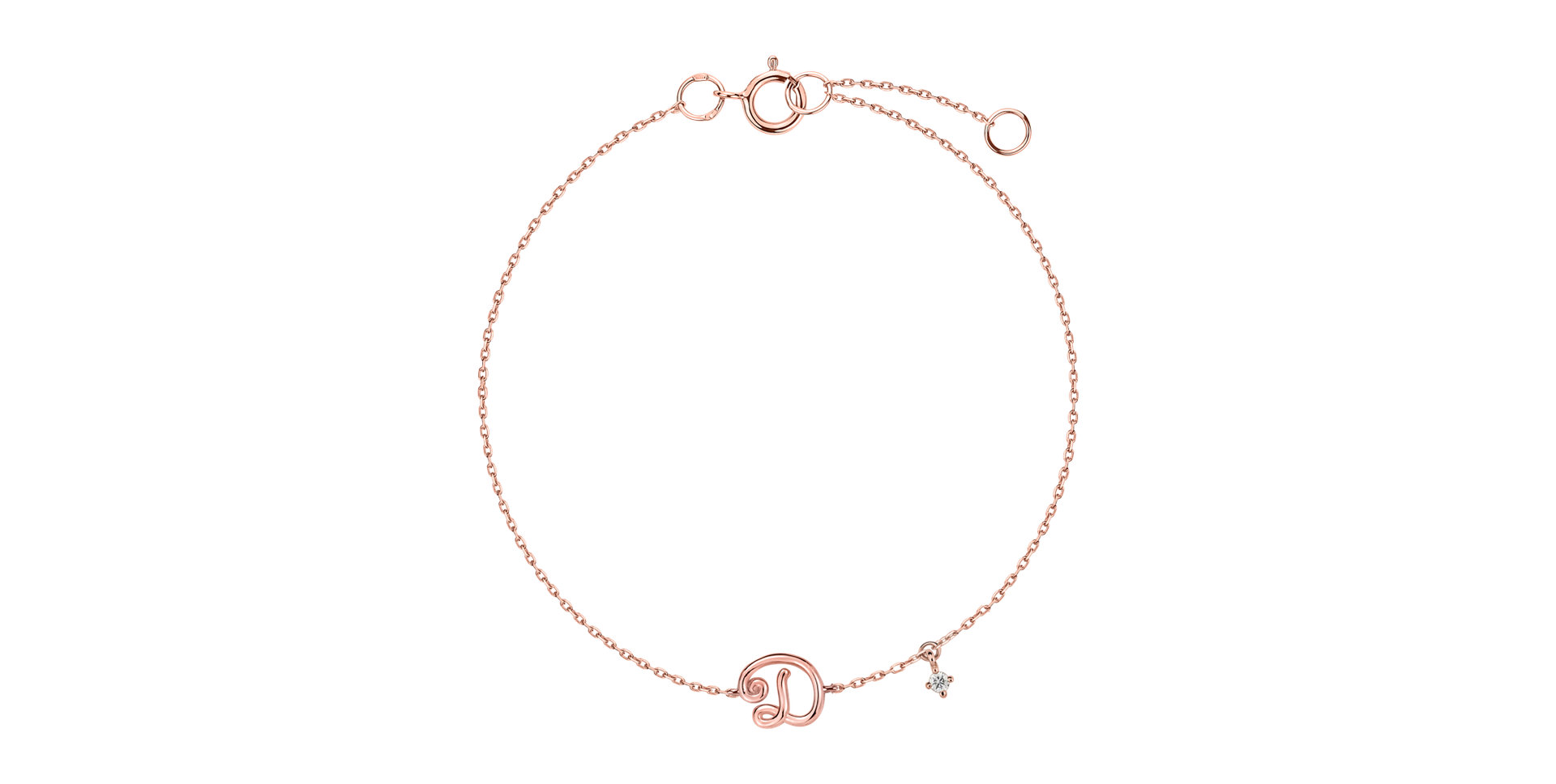 Náramek s diamantem Curly Letter D