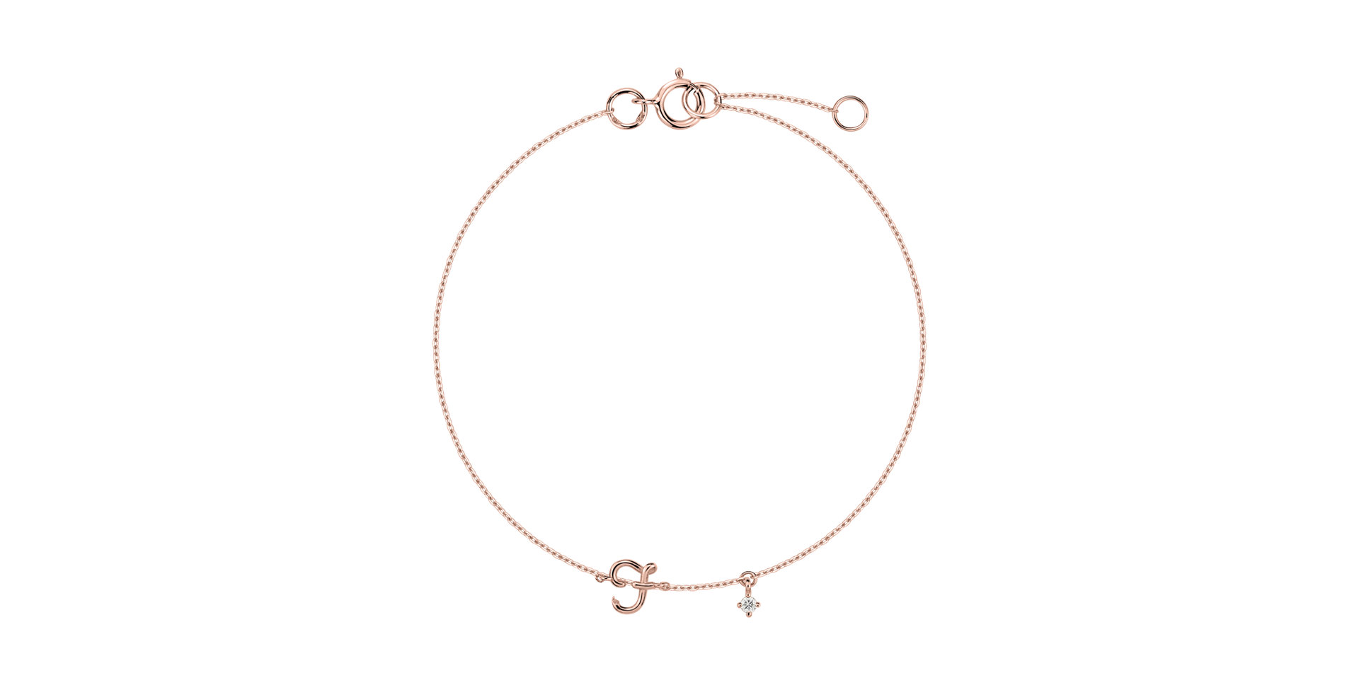 Náramek s diamantem Curly Letter F