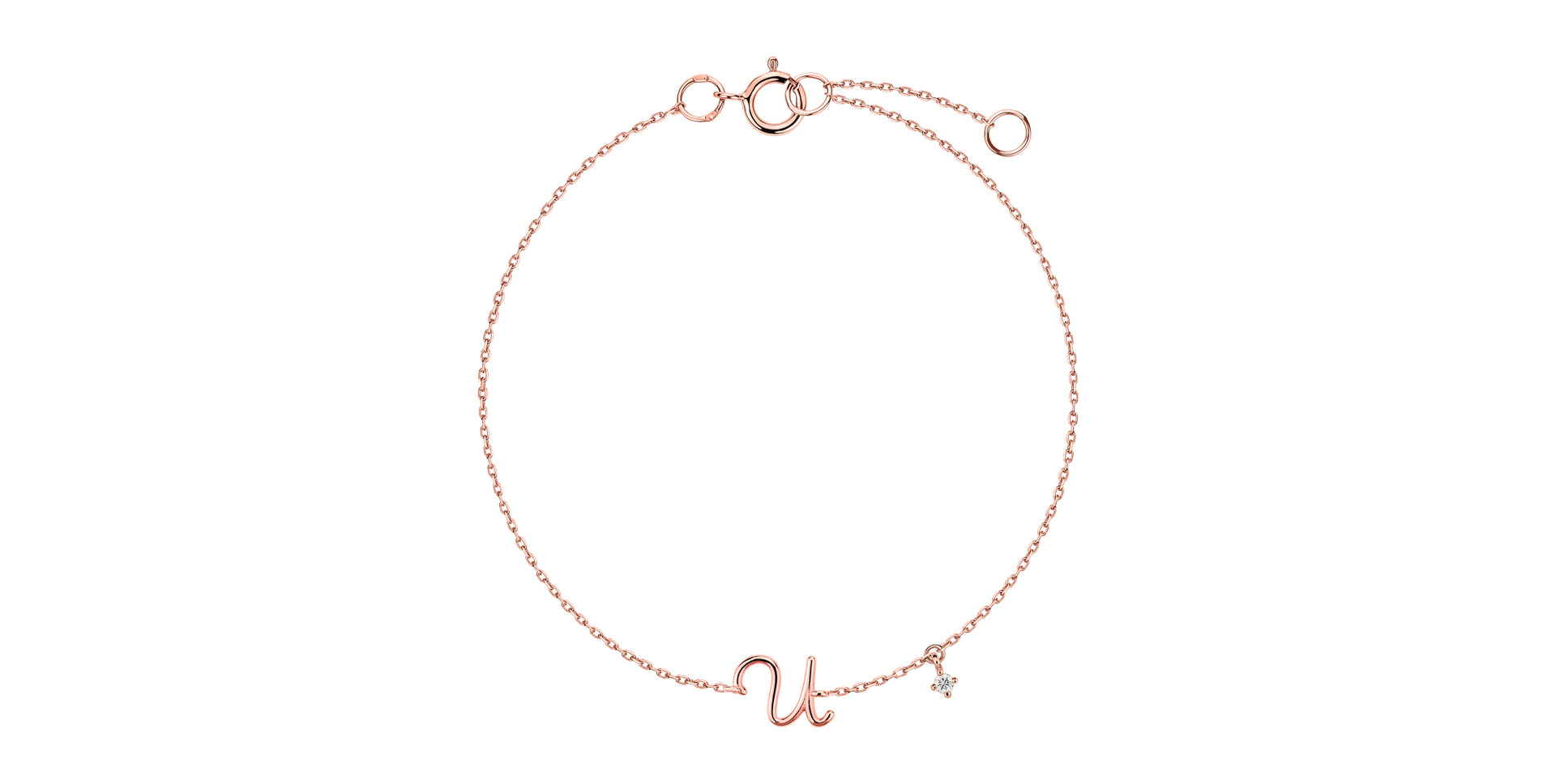Náramek s diamantem Curly Letter U