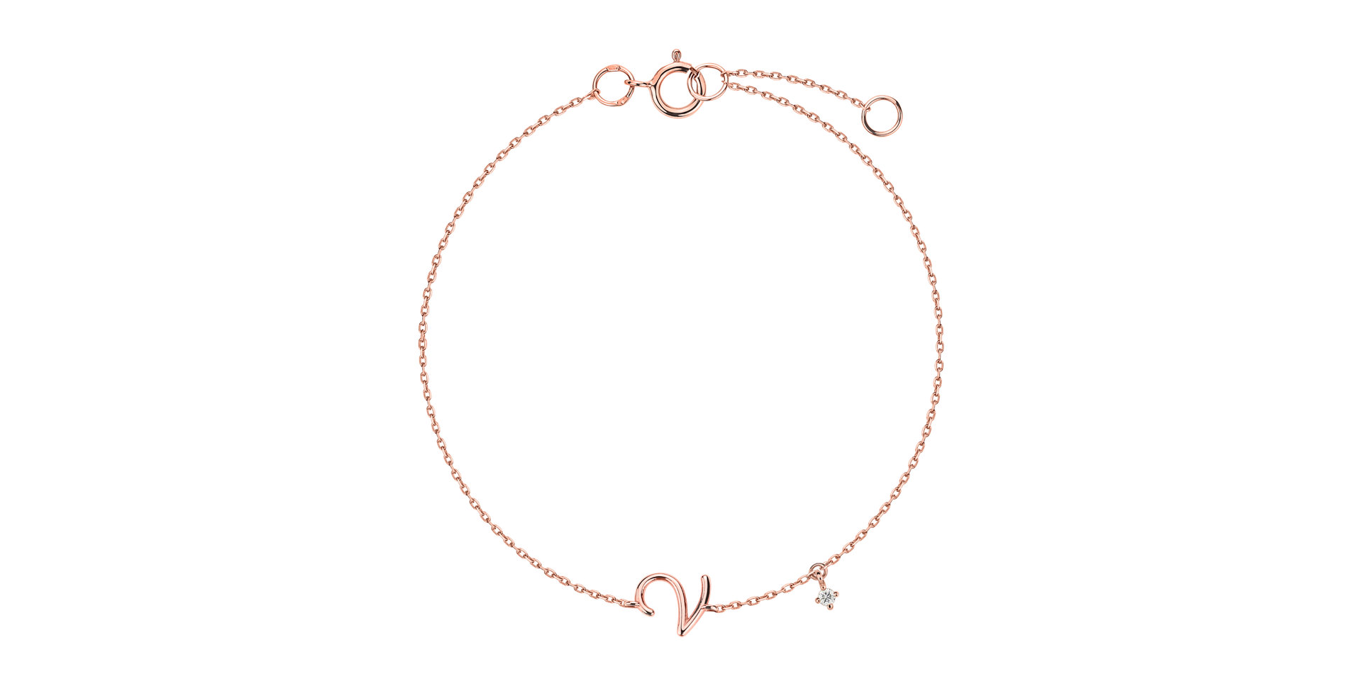 Náramek s diamantem Curly Letter V