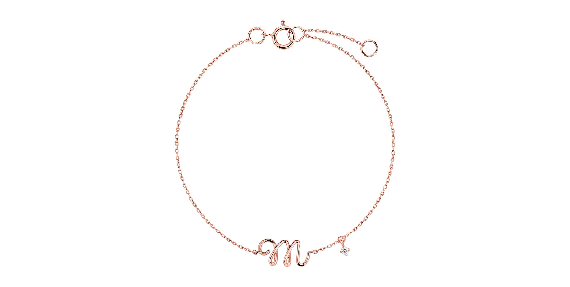 Náramek s diamantem Curly Letter M