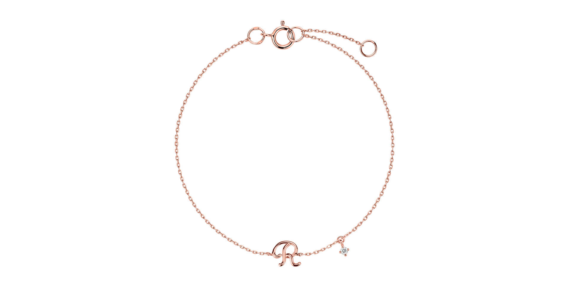Náramek s diamantem Curly Letter R