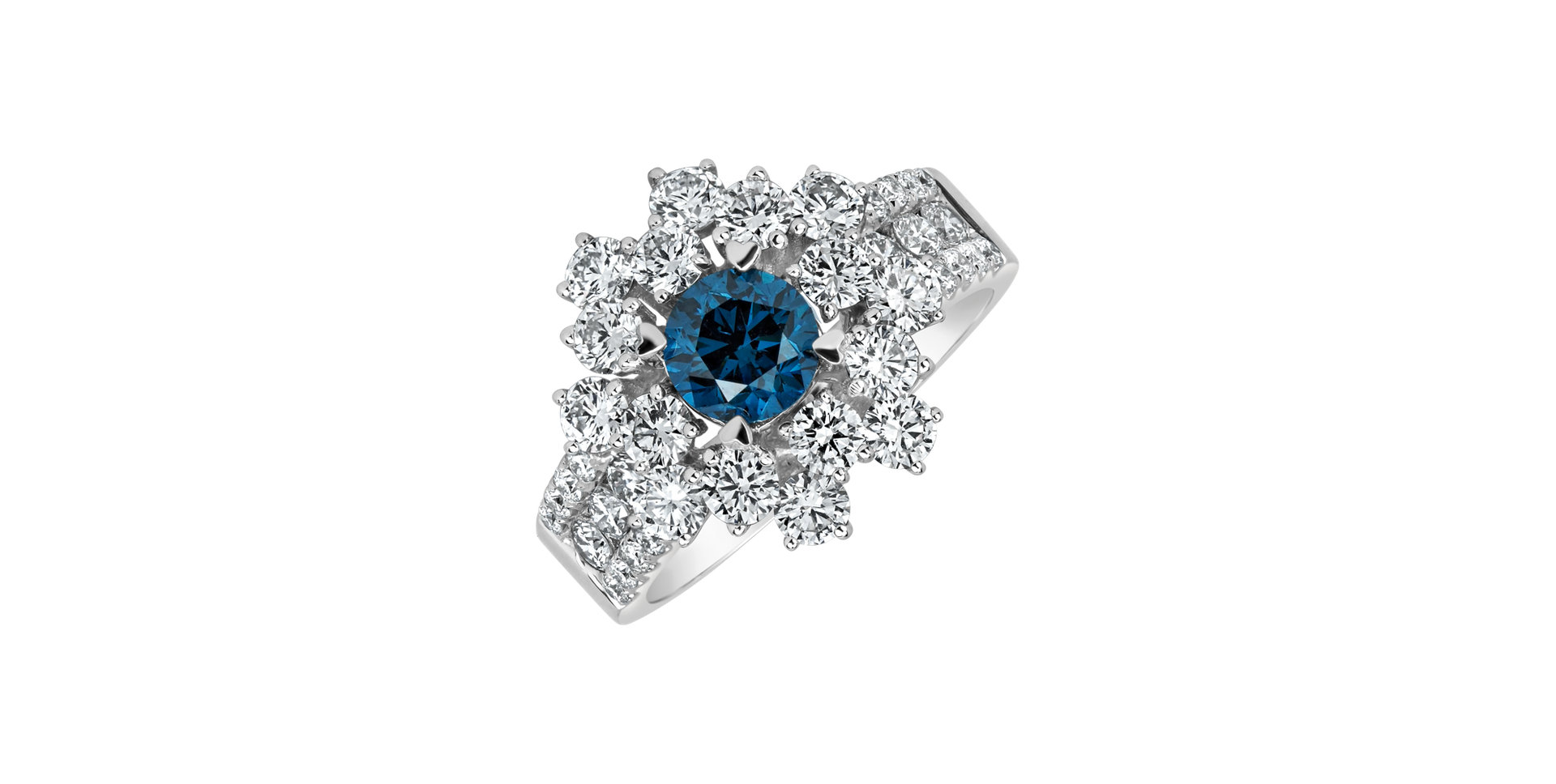 Prsten s modrým diamantem a bílými diamanty Eye of Luxury