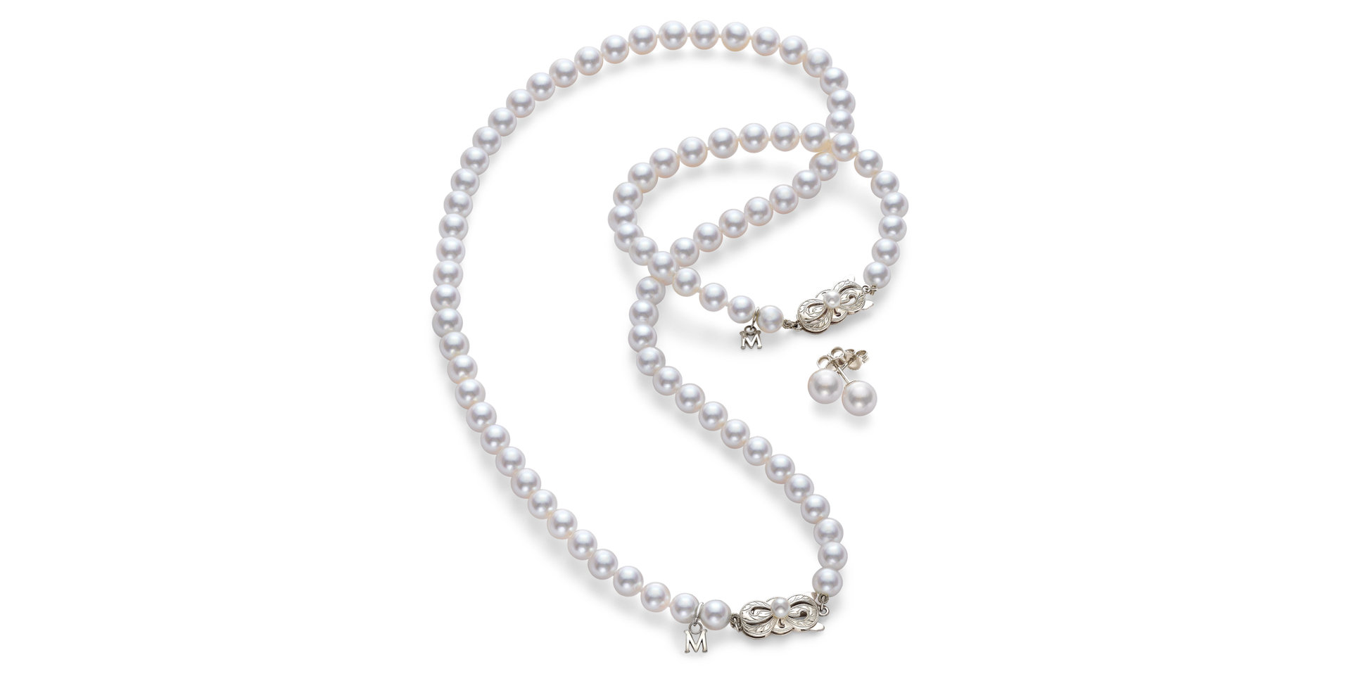 Náhrdelník+náramek+náušnice s bílými mořskými perlami Pearl set