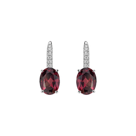 Náušnice s diamantmi a rhodolitem Niké Elegance