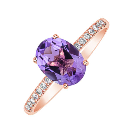 Prsten s diamanty a ametystem Touch of Spark