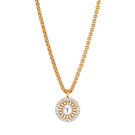 Náhrdelník s diamanty a perlou Swing Boho Perl