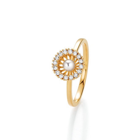 Prsten s diamanty a perlou Swing Boho Pearl