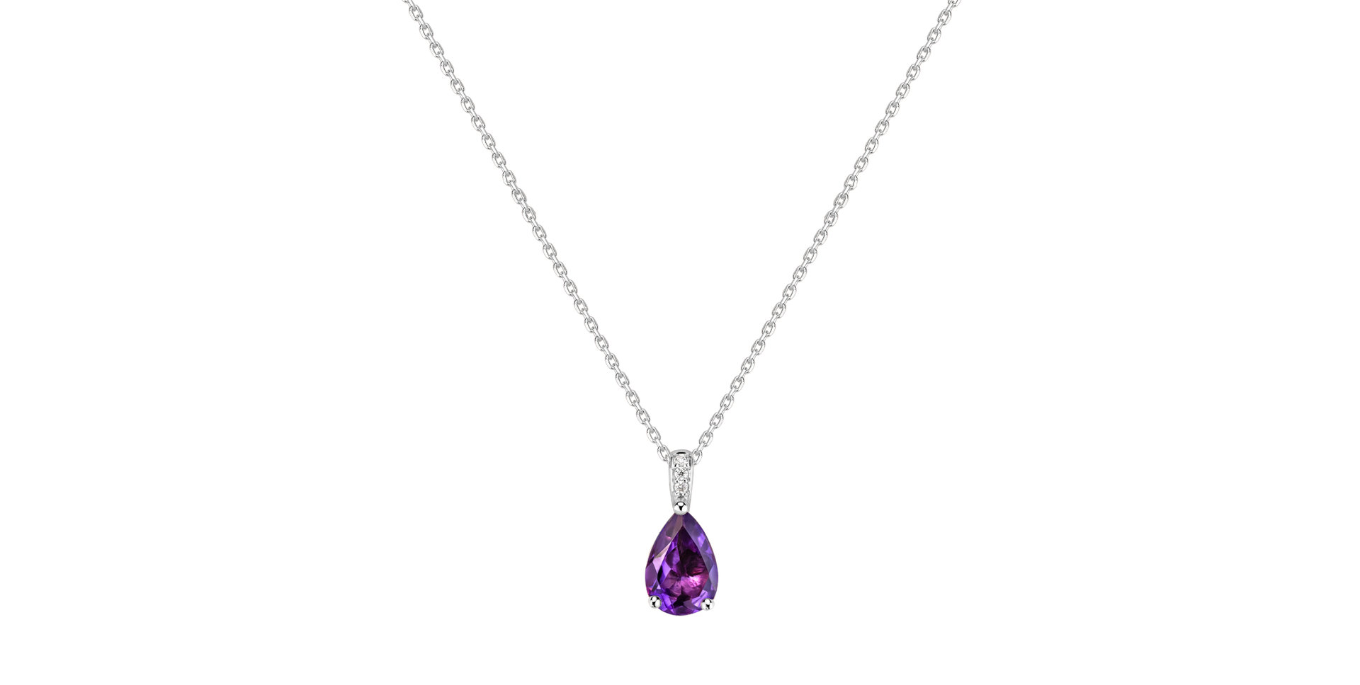 Náhrdelník s diamanty a ametystem Tearfall