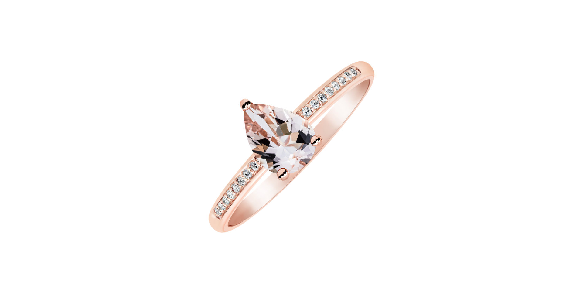 Prsten s diamanty a morganitem Tearfall