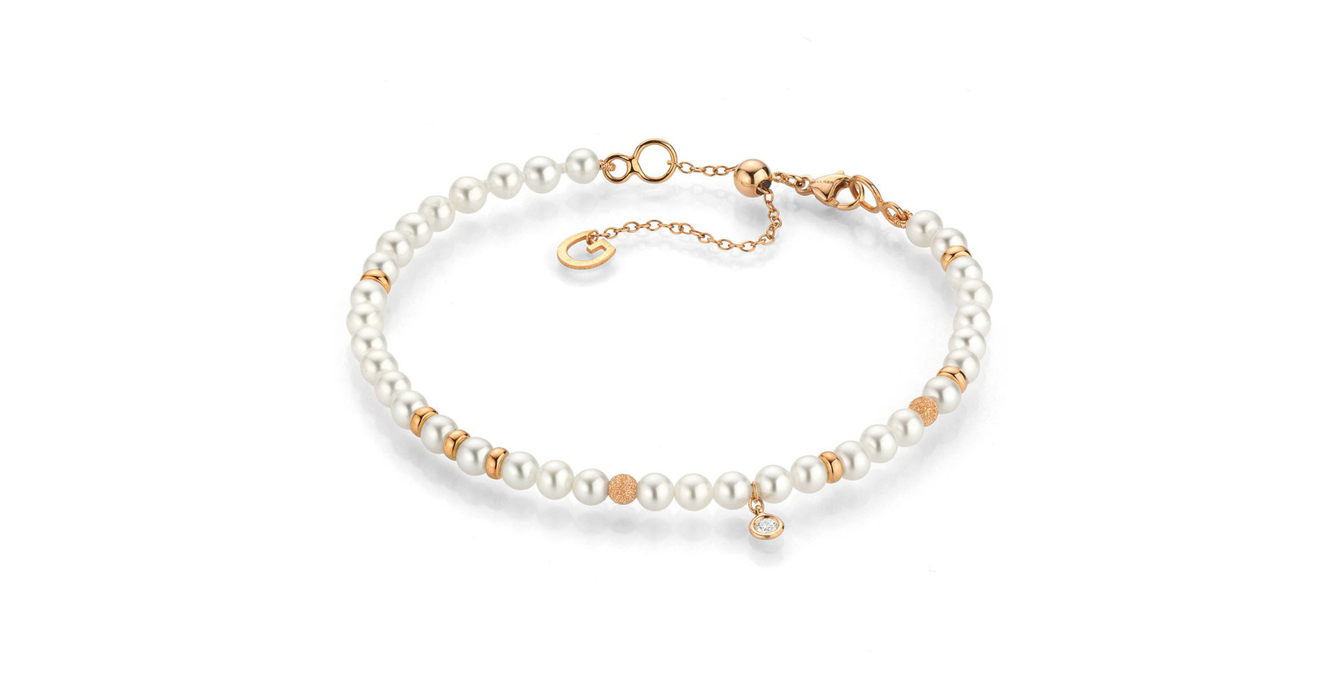 Náramek s diamantem a perlami Delight