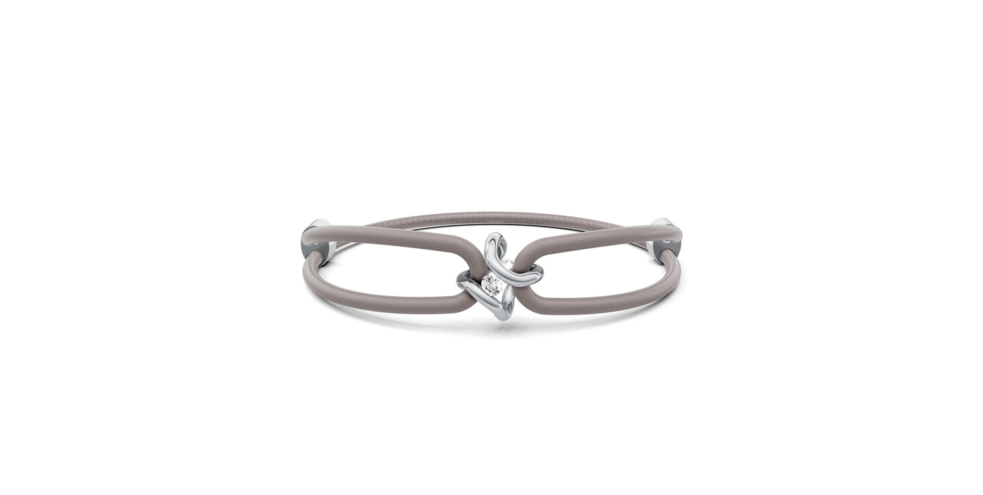 Náramek kůže, platina s diamantem Spannring Era Bracelet