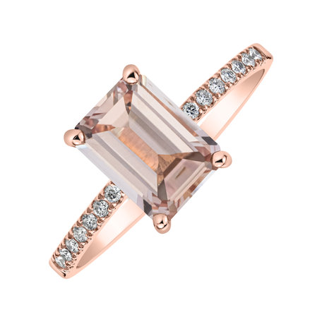 Prsten s diamanty a morganitem Mireth