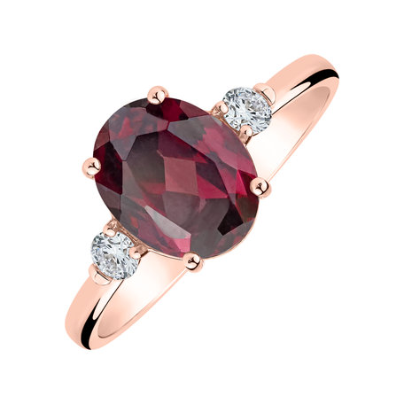Prsten s diamanty a rhodolitem Asuan