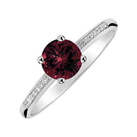 Prsten s diamanty a rhodolitem Satin