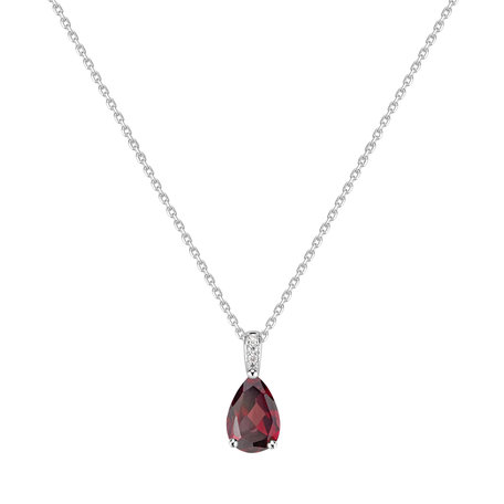 Náhrdelník s diamanty a rhodolitem Teardrop