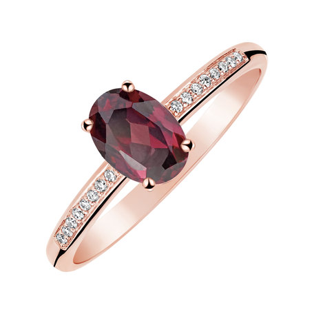 Prsten s diamanty a rhodolitem Lauriene