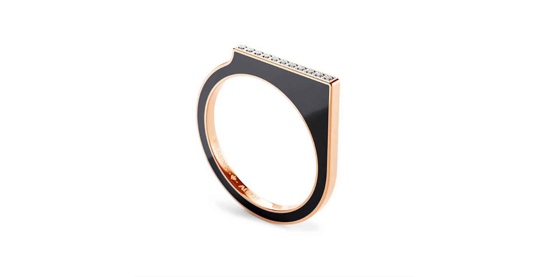 Prsten s diamanty a emailem Setario Square