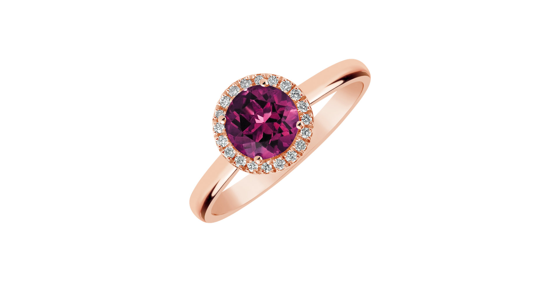 Prsten s diamanty a rhodolitem Violette