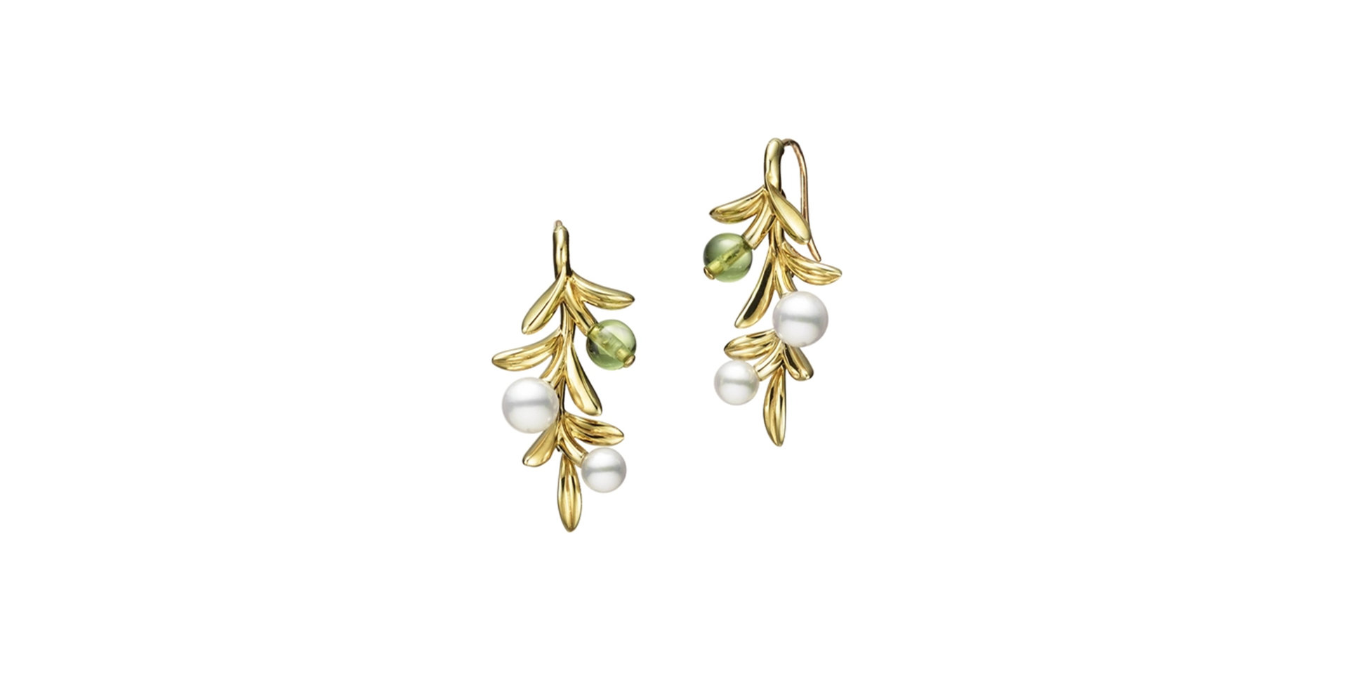 Náušnice s peridotem a perlami Olive Earrings