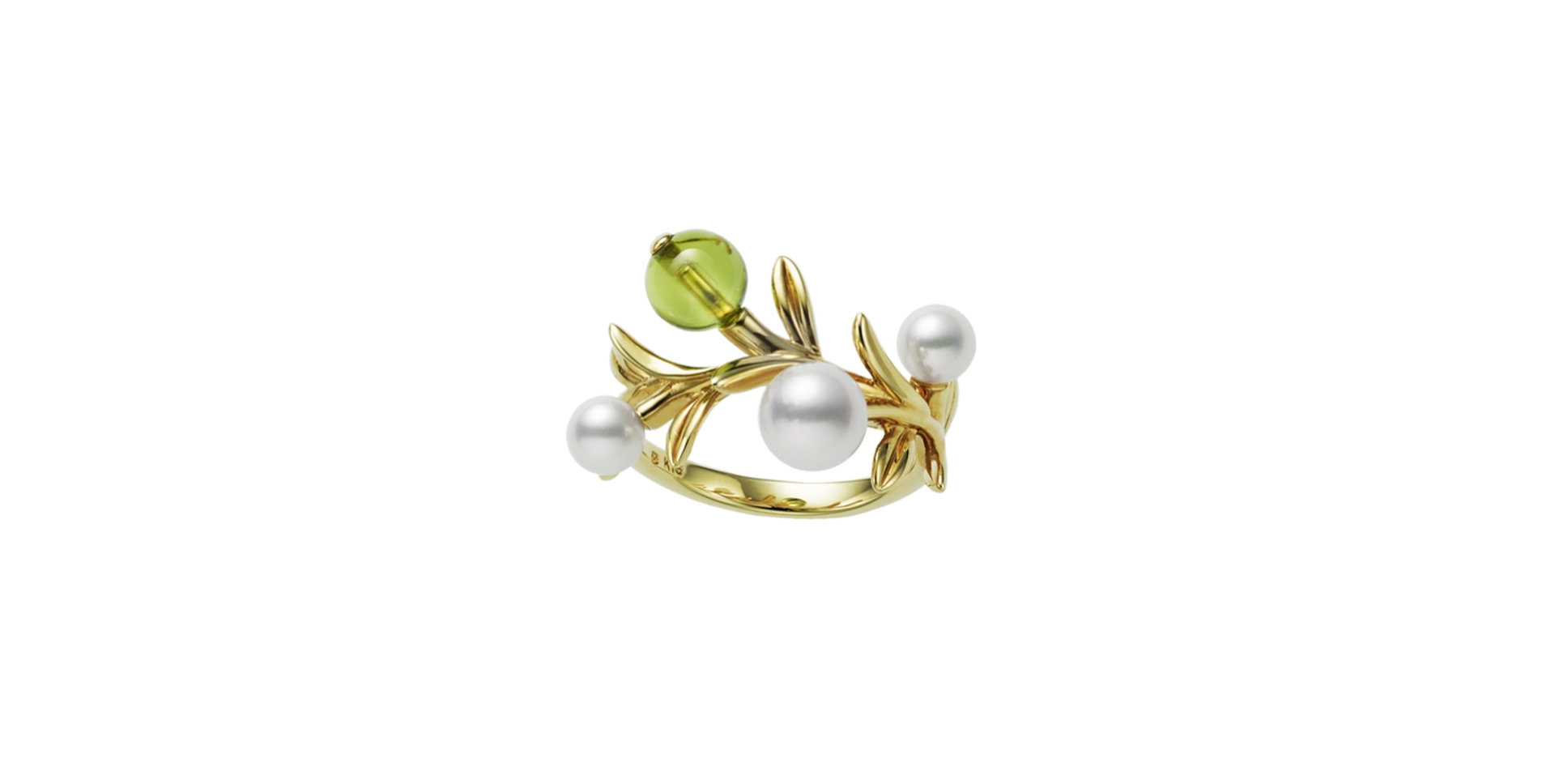 Prsten s peridotem a perlami Olive Ring