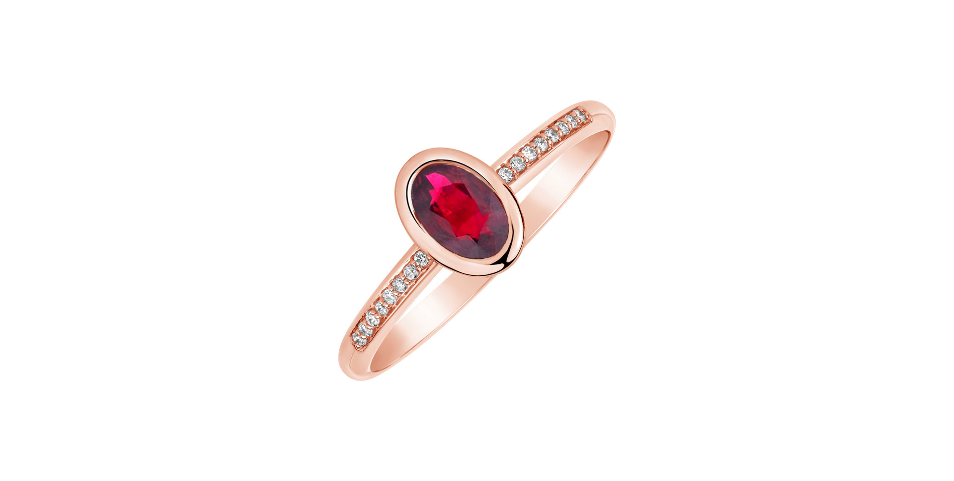 Prsten s diamanty a rubínem Elliptical perfection