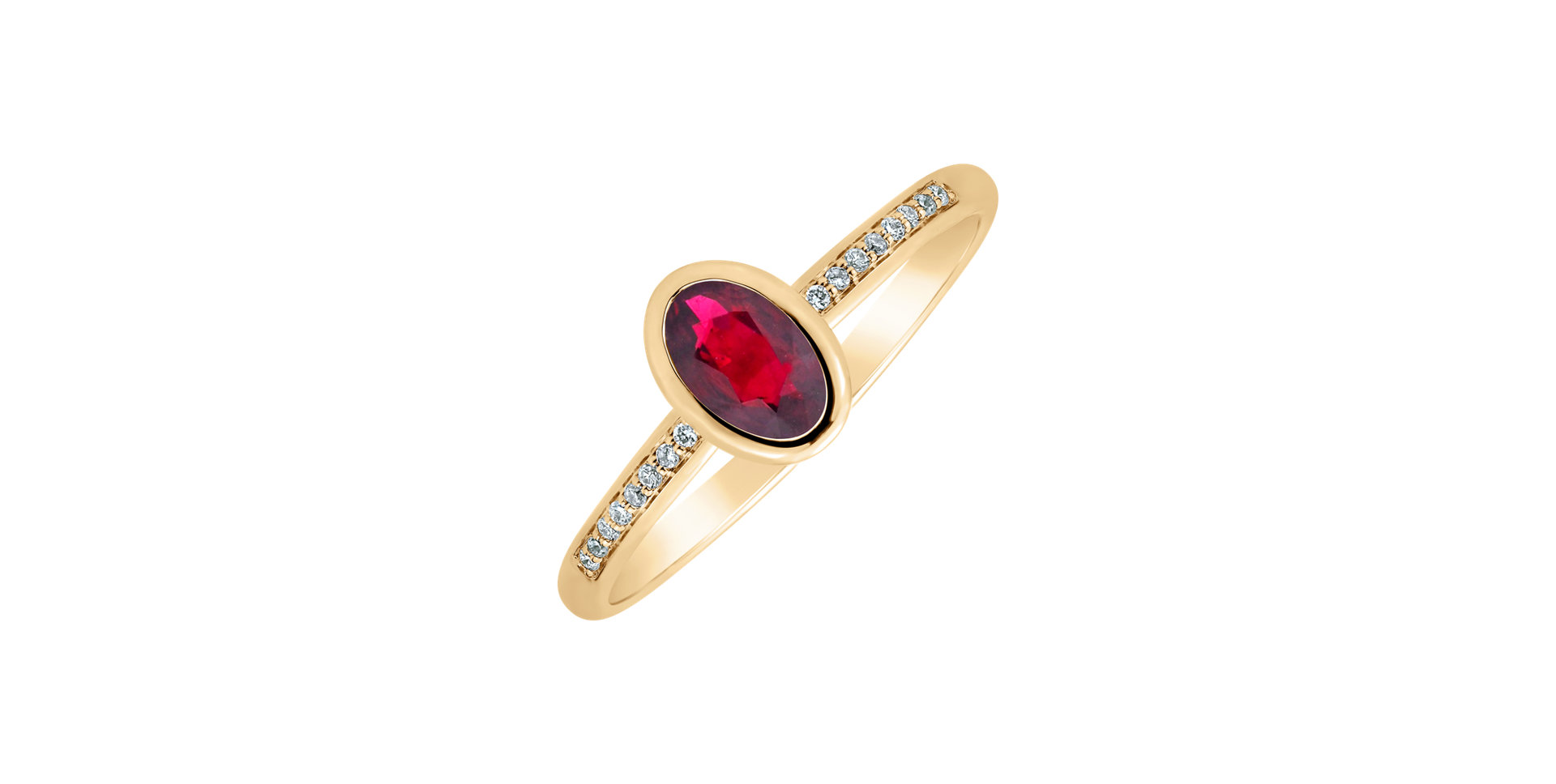 Prsten s diamanty a rubínem Elliptical perfection