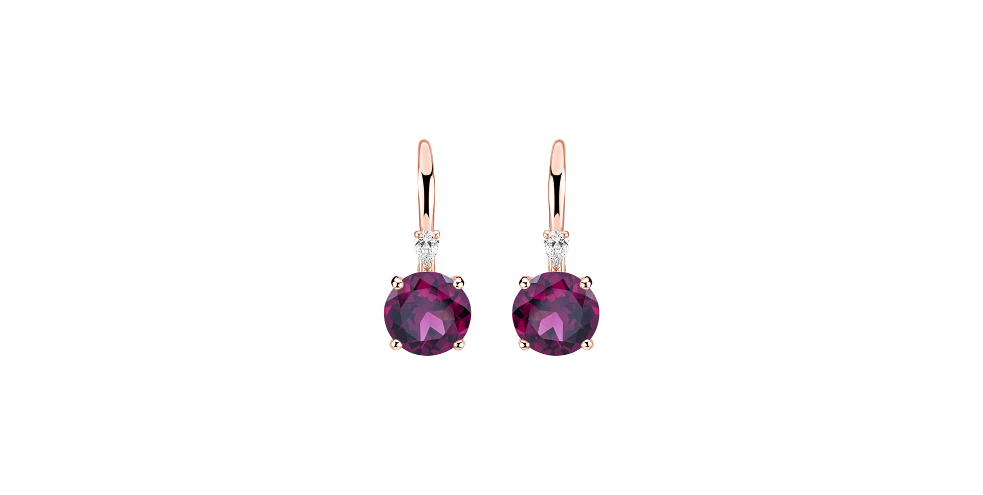 Náušnice s diamantem a rhodolitem Noctir