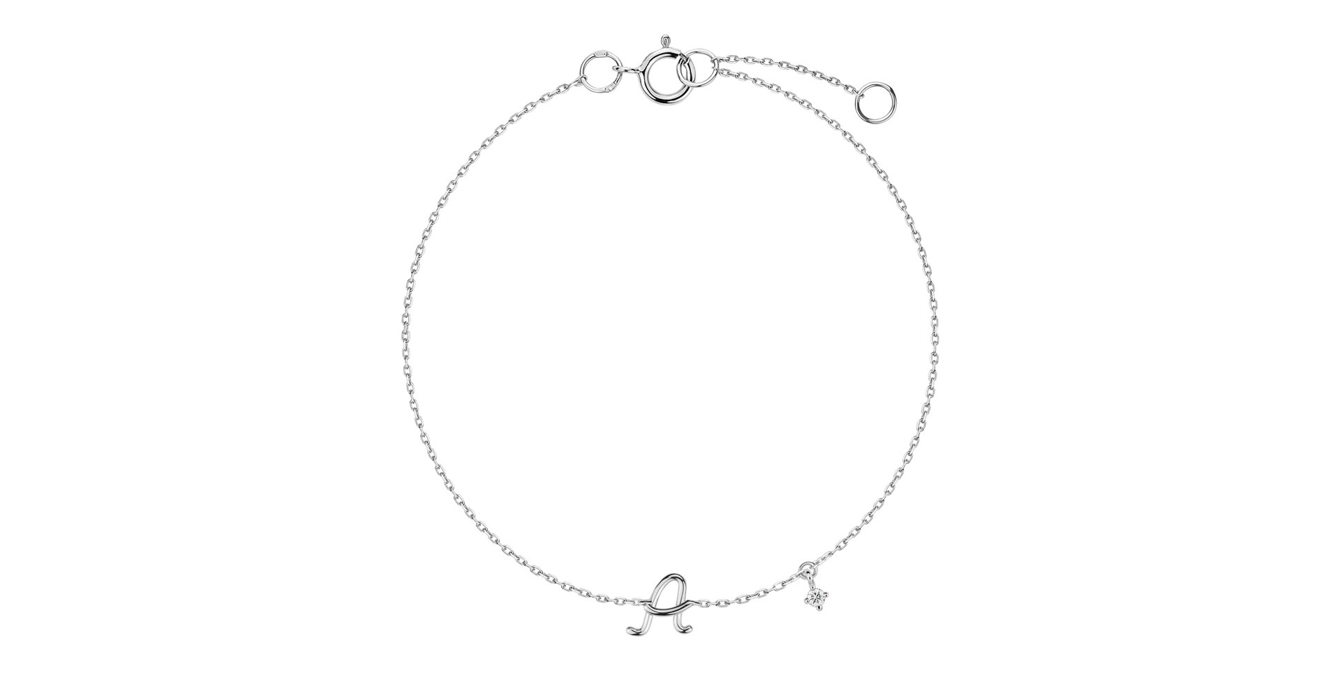 Náramek s diamantem Curly Letter A