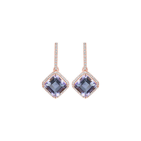 Náušnice s diamanty a ametystem Starlight Cascade