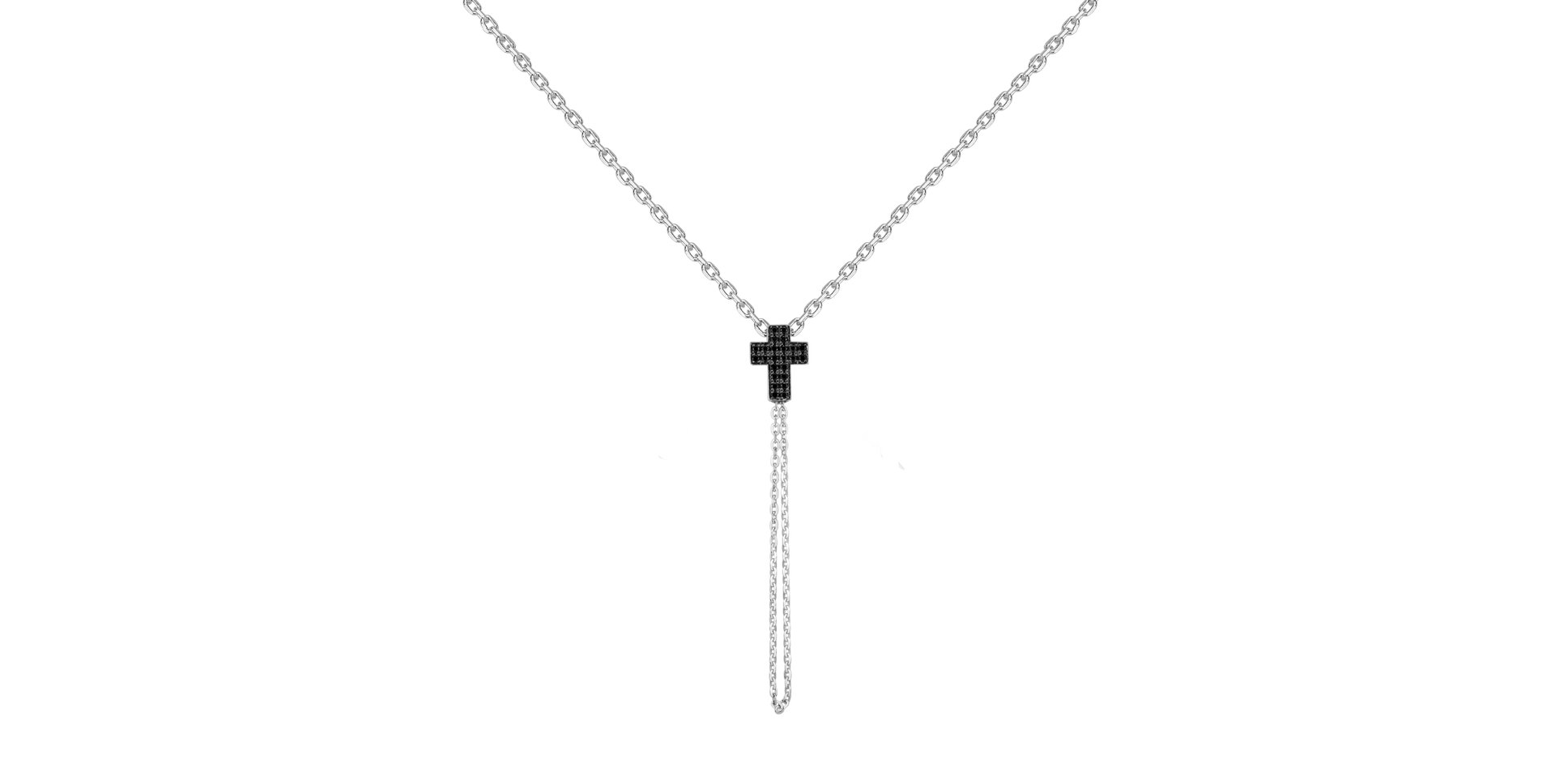 Náhrdelník s černými diamanty Divine Cross