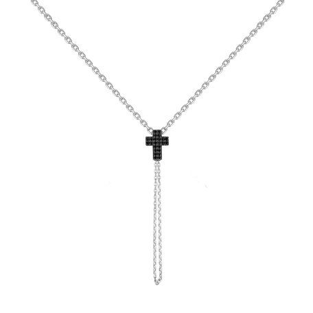 Náhrdelník s černými diamanty Divine Cross