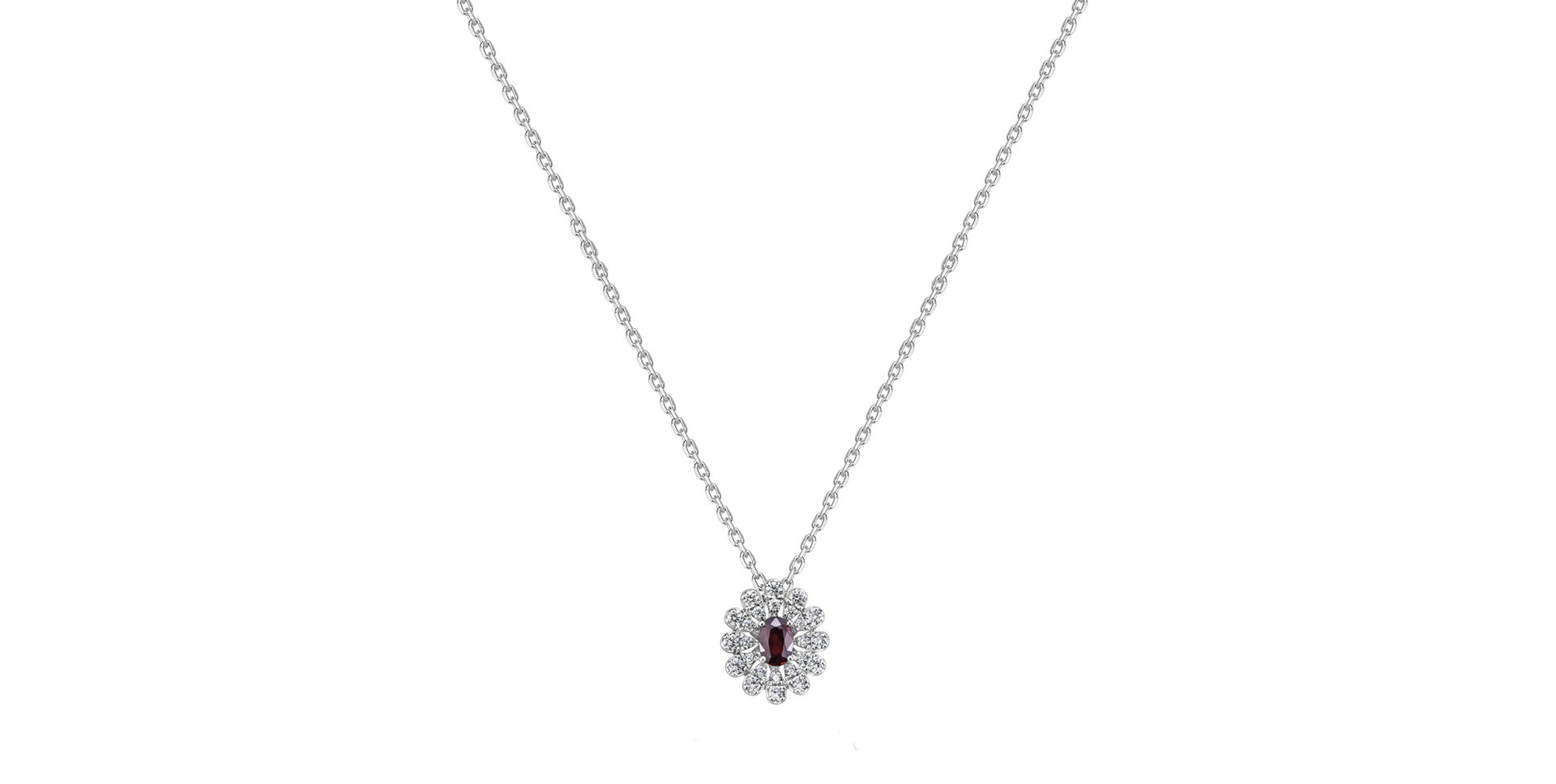 Náhrdelník s diamanty a rubínem Floral Treasure