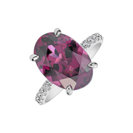 Prsten s diamanty a rhodolitem Queen of Magic Coast