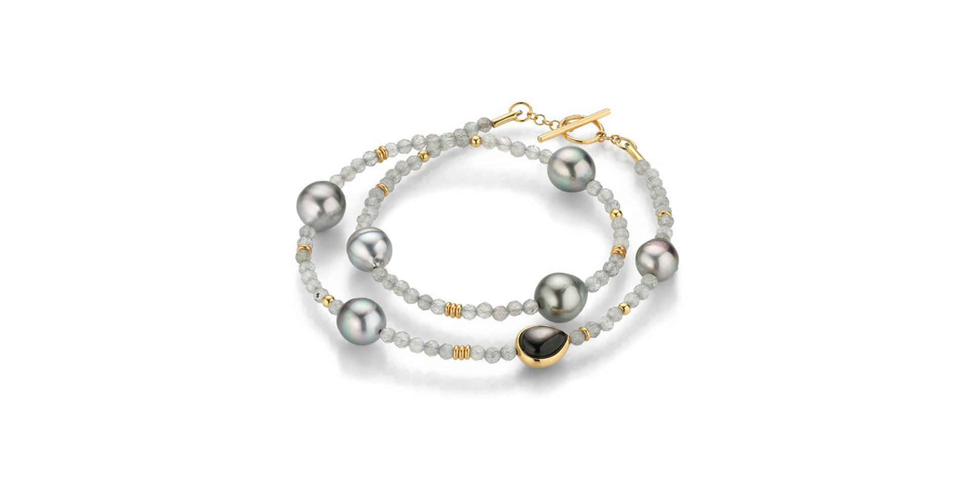 Náramek s labradoritem, perletí a perlou Big Bang