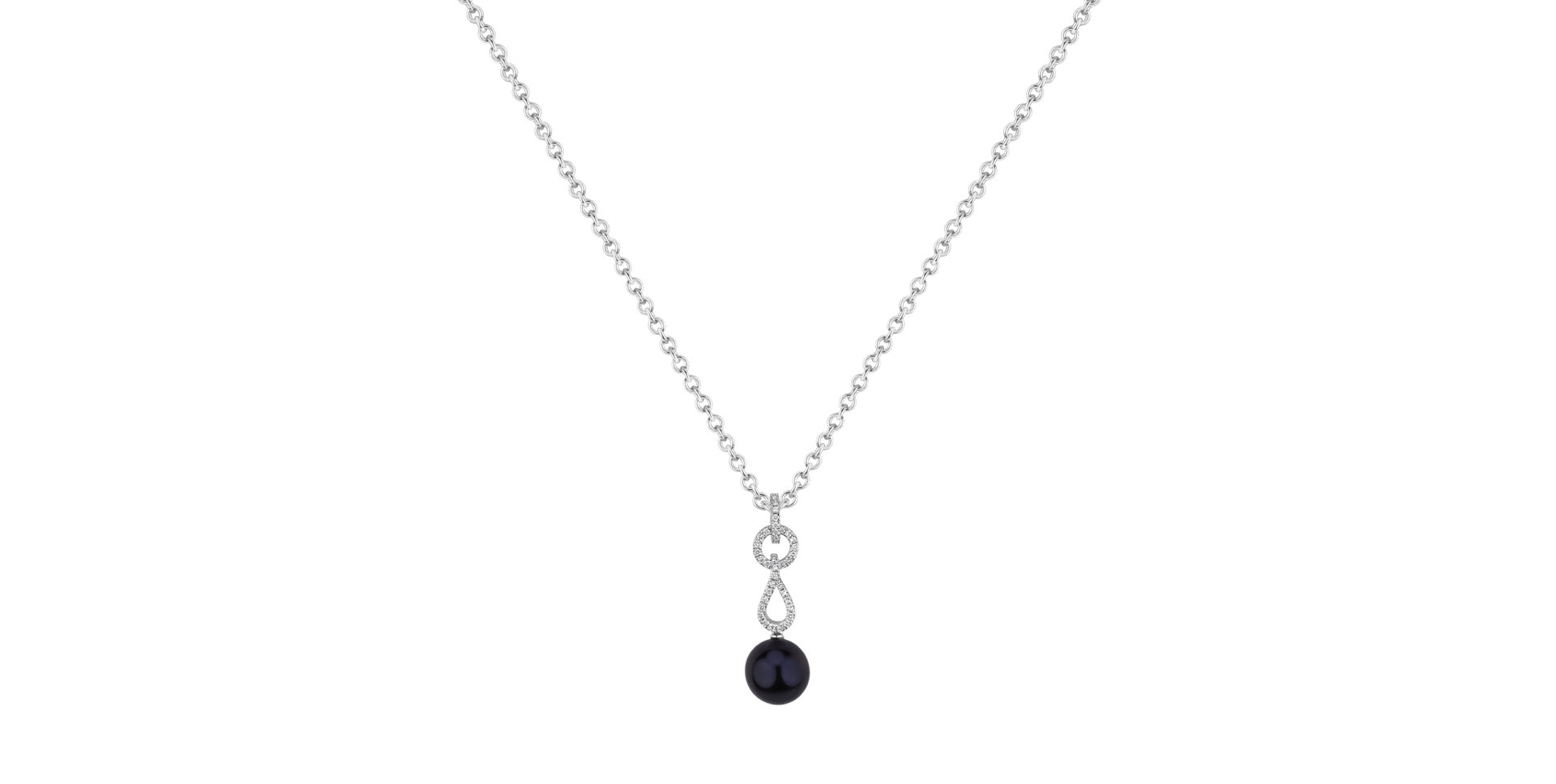 Náhrdelník s diamanty a perlou Midnight Tide