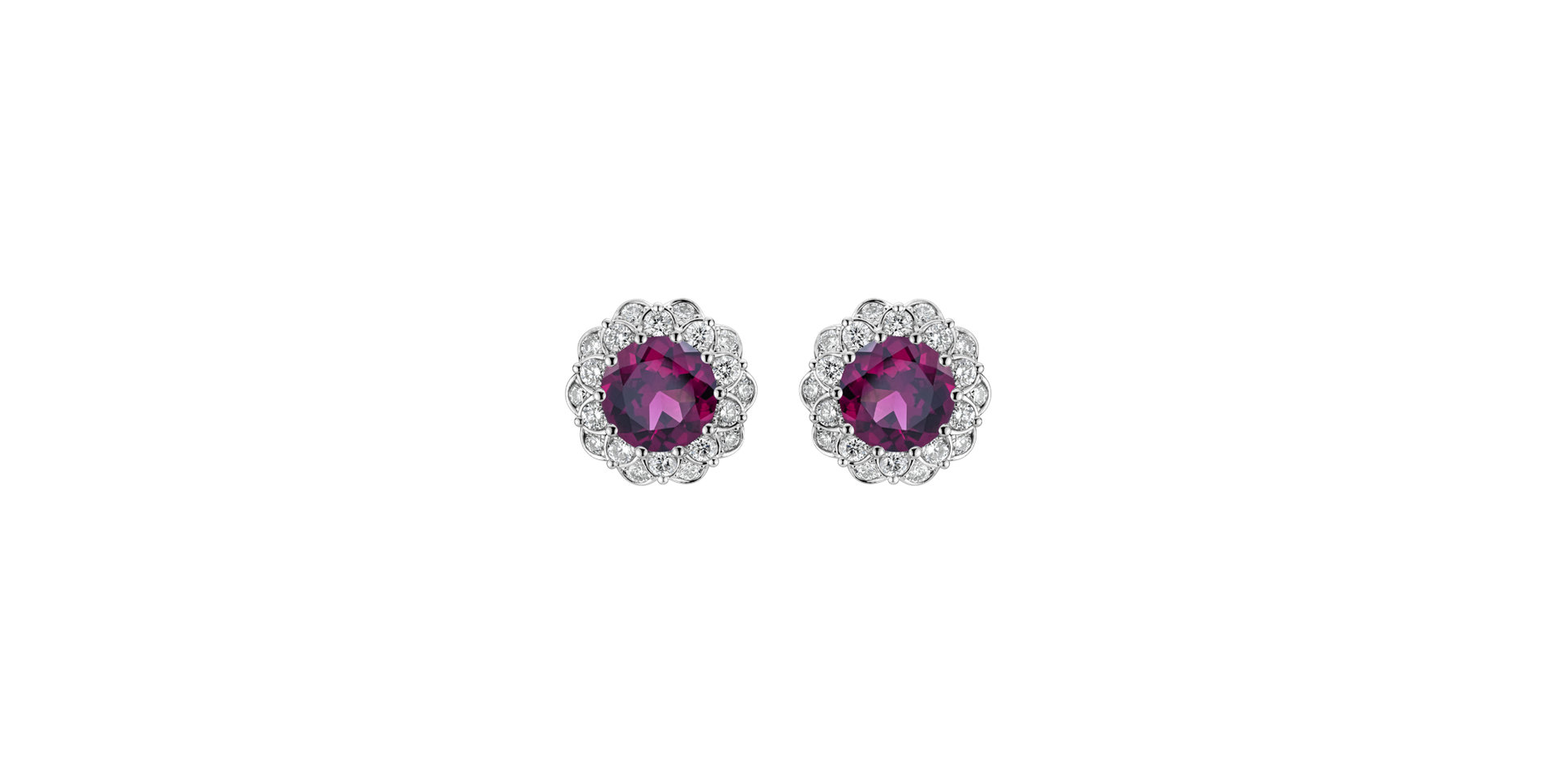 Náušnice s diamanty a rhodolitem Princess Bloom
