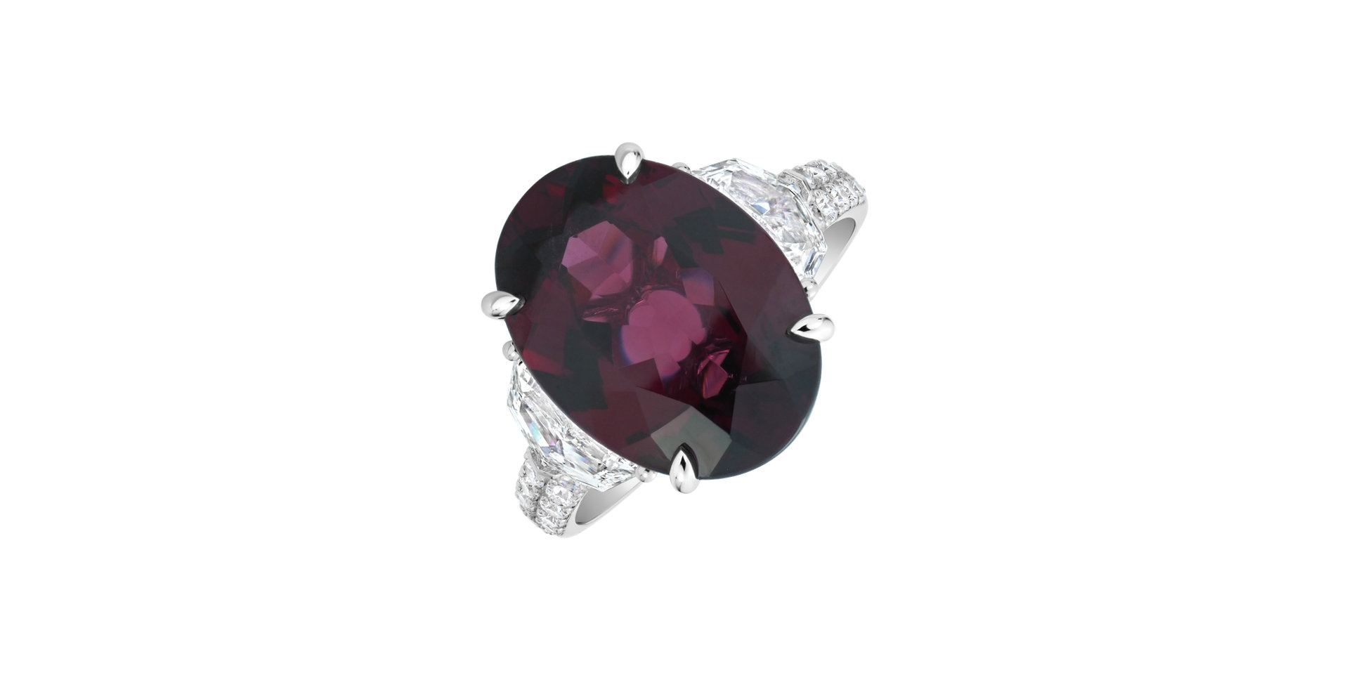 Prsten s diamanty a rhodolitem Silent Muse