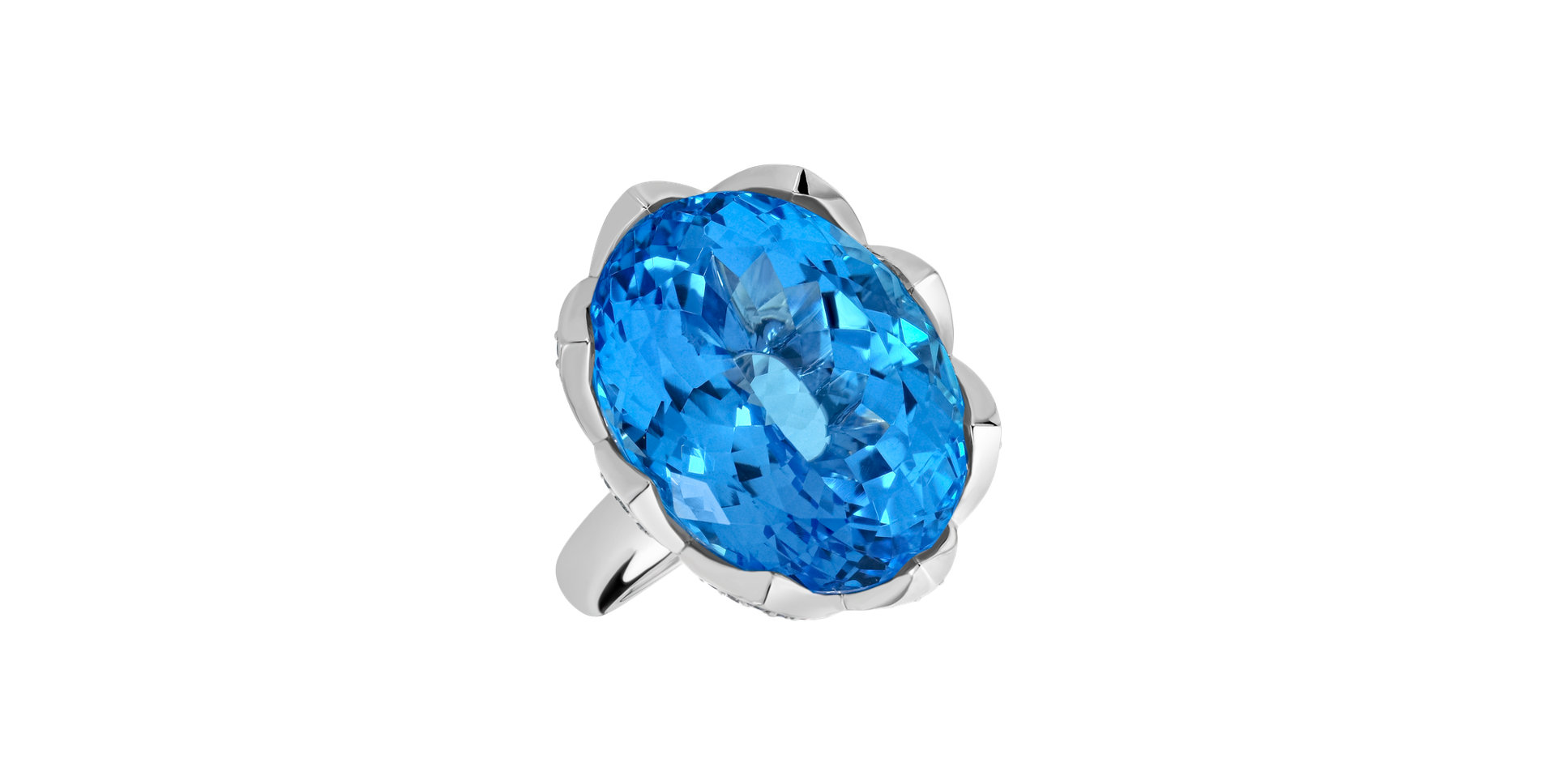 Prsten s diamanty a topazem Ice Blossom