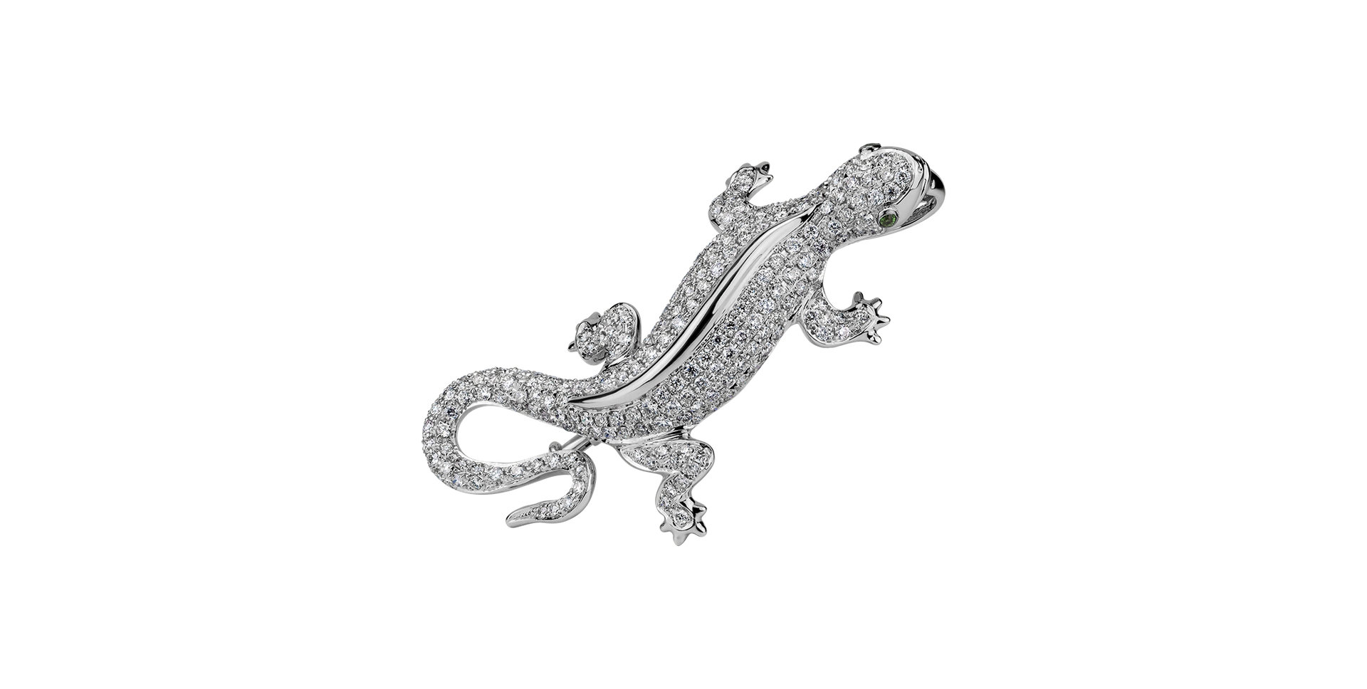 Brož a přívěs s diamanty a granáty Diamond Gecko
