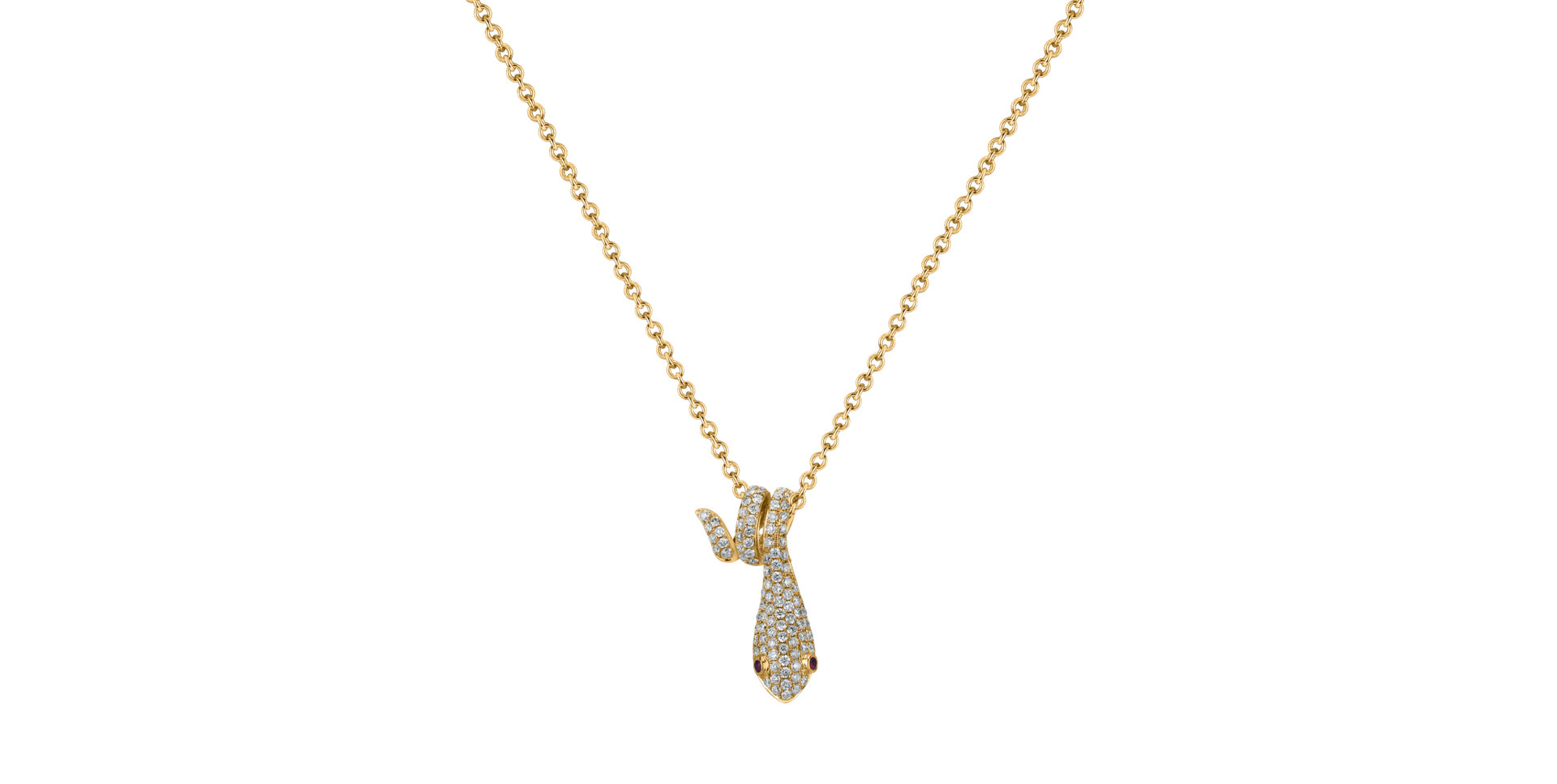 Přívěs s řetízkem, diamanty a rubínem Snake Tie