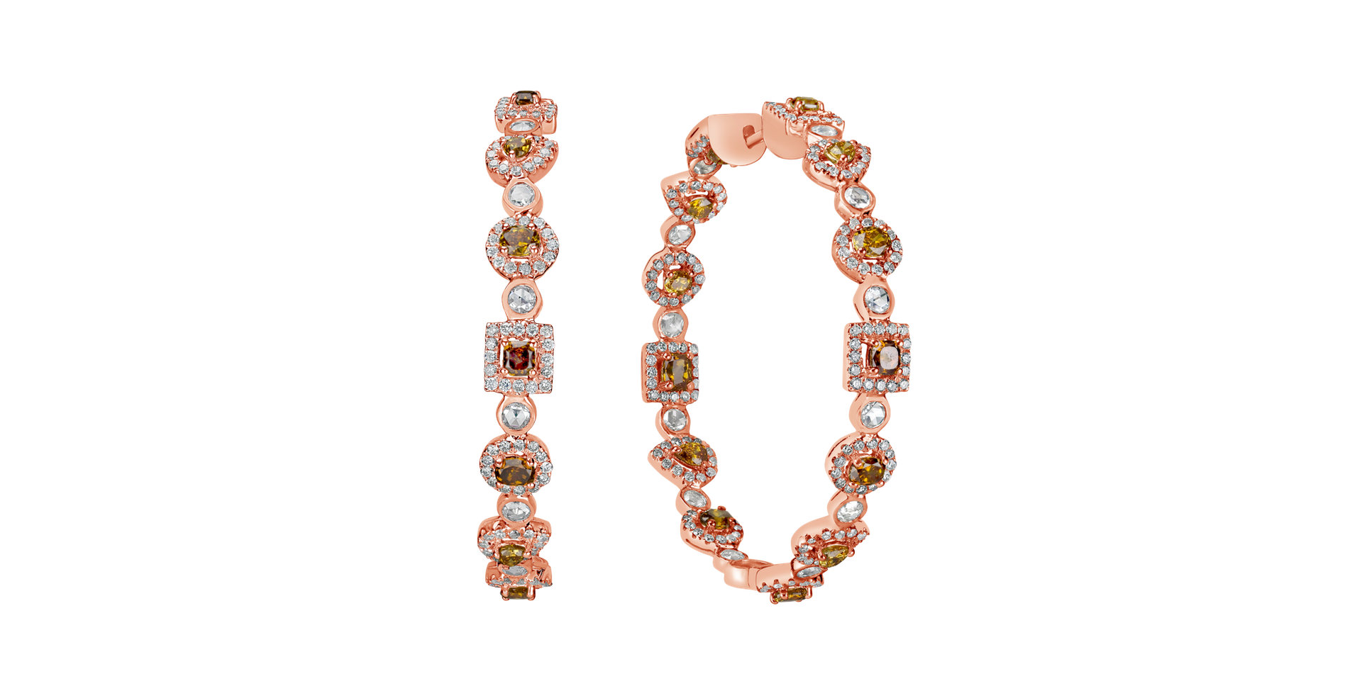 Náušnice s hnědými a bílými diamanty Earth Queen